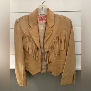Gorgeous Vintage Ms Pioneer Fringe Suede Leather Jacket Size 8